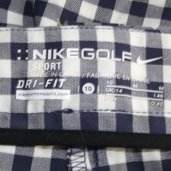 NIKE Dri-Fit Shorts, 10, Golf Fit, Blue/White Gingham, 6" inseam, Pockets - Picture 11 of 14